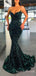 Dark Green Sequins Mermaid Spaghetti Straps Long Evening Prom Dresses, Custom Prom Dress, MR8554