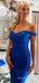 Royal Blue Satin Off Shoulder Long Evening Prom Dresses, Custom Mermaid Prom Dress, MR8562
