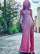 Long Sleeves One shoulder Long Evening Prom Dresses, Custom Sequins Prom Dress, MR8563