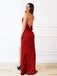 Simple Red Sequins Mermaid Spaghetti Straps Long Evening Prom Dresses, Custom Prom Dress, MR8572