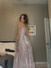 Simple A-line Spaghetti Straps Sparkly Satin Long Evening Prom Dresses, Custom Prom Dress, MR8577