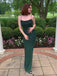 Dark Green Sheath Spaghetti Straps Mermaid Long Evening Prom Dresses, Custom Side Slit Prom Dress, MR8581
