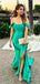 Off Shoulder Bateau Green Satin Long Evening Prom Dresses, Custom Mermaid Prom Dress, MR8586