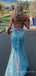 Spaghetti Straps Sequins Mermaid Long Evening Prom Dresses, Custom Prom Dress, MR8620