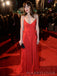 Sexy V-neck Red Spaghetti Straps Long Evening Prom Dresses, Custom Prom Dress, MR8627