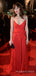 Sexy V-neck Red Spaghetti Straps Long Evening Prom Dresses, Custom Prom Dress, MR8627