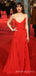 Sexy V-neck Red Spaghetti Straps Long Evening Prom Dresses, Custom Prom Dress, MR8627