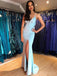 Mermaid Spaghetti Straps Satin Long Evening Prom Dresses, Custom Prom Dress, MR8630