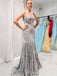 Mermaid Grey Tulle Appliques Spaghetti Straps Long Evening Prom Dresses, Custom Prom Dress, MR8643