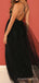 Black Tulle A-line Long Evening Prom Dresses, Custom High Slit Prom Dress, MR8649