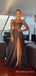 A-line Black Tulle Sparkly Spaghetti Straps Long Evening Prom Dresses, Custom High Slit Prom Dress, MR8650