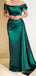 Off Shoulder Dark Green Satin Long Evening Prom Dresses, Custom Mermaid Prom Dress, MR8655