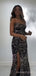 Simple Sequin Strapless Long Evening Prom Dresses, Custom High Slit Prom Dress, MR8657