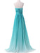 A-line Blue Chiffon Strapless Long Evening Prom Dresses, Custom Prom Dress, MR8665