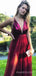 A-line Burgundy Tulle Sequins Spaghetti Straps Long Evening Prom Dresses, Custom Prom Dress, MR8666