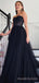 Black Tulle Strapless A-line Long Evening Prom Dresses, Custom Prom Dress, MR8668