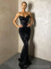 Spaghetti Straps Black Sequins Mermaid Long Evening Prom Dresses, Custom Prom Dress, MR8694