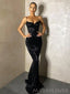 Spaghetti Straps Black Sequins Mermaid Long Evening Prom Dresses, Custom Prom Dress, MR8694