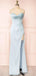 Elegant Spaghetti Straps Mermaid Satin Long Evening Prom Dresses, Custom Mermaid Prom Dress, MR8707