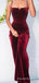 Simple Burgundy Velvet Mermaid Long Evening Prom Dresses, Custom Sapghetti Straps Prom Dress, MR8708