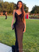 Gorgeous Mermaid Spaghett Straps Black V-neck Appliques Long Evening Prom Dresses, Custom prom Dress, MR8725