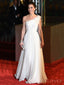 One Shoulder Ivory Chiffon A-line Long Evening Prom Dresses, Custom prom Dress, MR8728