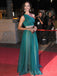 Simple Dark Green Chiffon A-line Long Evening Prom Dresses, Custom One Shoulder prom Dress, MR8730