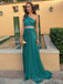 Simple Dark Green Chiffon A-line Long Evening Prom Dresses, Custom One Shoulder prom Dress, MR8730