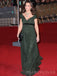 Formal A-line Chffon Dark Green V-neck Long Evening Prom Dresses, Custom prom Dress, MR8731