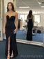 Simple Mermaid Black Strapless Long Sweetheart Evening Prom Dresses, Custom Prom Dress, MR8749