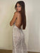 Gorgeous Sequins Spaghetti Straps Bateau Mermaid Long Side Slit Evening Prom Dresses, Custom Prom Dress, MR8750