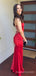 Mermaid Red Satin Strapless Long Evening Prom Dresses, Custom Prom Dress, MR8751