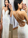 Sparkly White Sequins V-neck Long Mermaid Evening Prom Dresses, Custom Spaghetti Straps Prom Dress, MR8755