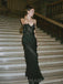 Unique Black Chiffon Spaghetti Straps Long Evening Prom Dresses, Custom V-neck Prom Dress, MR8758