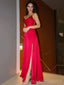 Simple Red Satin Spaghetti Straps Long Side Slit Evening Prom Dresses, Custom Prom Dress, MR8759