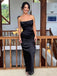 Strapless Black Satin Mermaid Long Evening Prom Dresses, Custom Prom Dress, MR8765