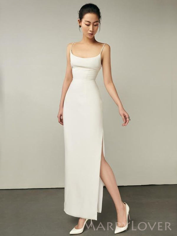 Simple Ivory Mermaid Side Slit Long Evening Prom Dresses, Custom Prom Dress, MR8768