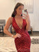 Gorgeous Mermaid V-neck Sequins Long Evening Prom Dresses, Custom Prom Dress, MR8772