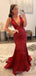 Gorgeous Mermaid V-neck Sequins Long Evening Prom Dresses, Custom Prom Dress, MR8772