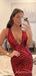 Gorgeous Mermaid V-neck Sequins Long Evening Prom Dresses, Custom Prom Dress, MR8772