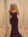 Mermaid Purple Sequins V-neck Long Evening Prom Dresses, Custom Prom Dress, MR8777