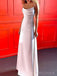 White Satin Spaghetti Straps Backless Long Evening Prom Dresses, Custom Prom Dress, MR8781