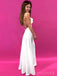 White Satin Spaghetti Straps Backless Long Evening Prom Dresses, Custom Prom Dress, MR8781