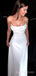 White Satin Spaghetti Straps Backless Long Evening Prom Dresses, Custom Prom Dress, MR8781