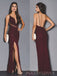 Deep V-neck Burgundy Sequins Mermaid Backless Long Evening Prom Dresses, Custom Prom Dress, MR8792