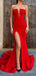 Mermaid Red Strapless Side Strapless Long Evening Prom Dresses, Custom Prom Dress, MR8796
