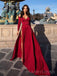 Long Seeves Red High Slit Long Evening Prom Dresses, Custom Prom Dress, MR8802