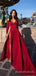 Long Seeves Red High Slit Long Evening Prom Dresses, Custom Prom Dress, MR8802