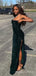 Popular Dark Green Sequins Long Spaghetti Straps Evening Prom Dresses, Custom Side Slit Prom Dress, MR8805
