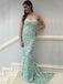 Spaghetti Straps Green Sequins Long Evening Prom Dresses, Custom Backless Prom Dress, MR8808